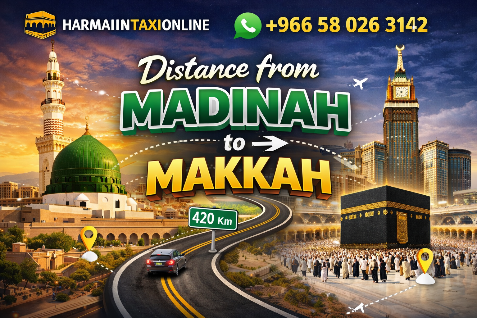 distance from madinah to makkah